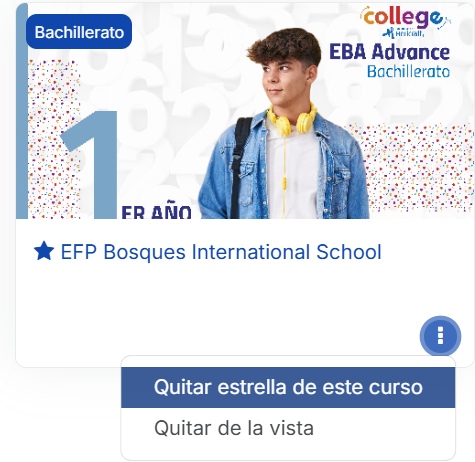 Interfaz de destacar curso