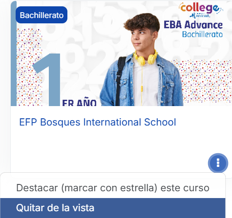 Ejemplo de curso quitado de la vista